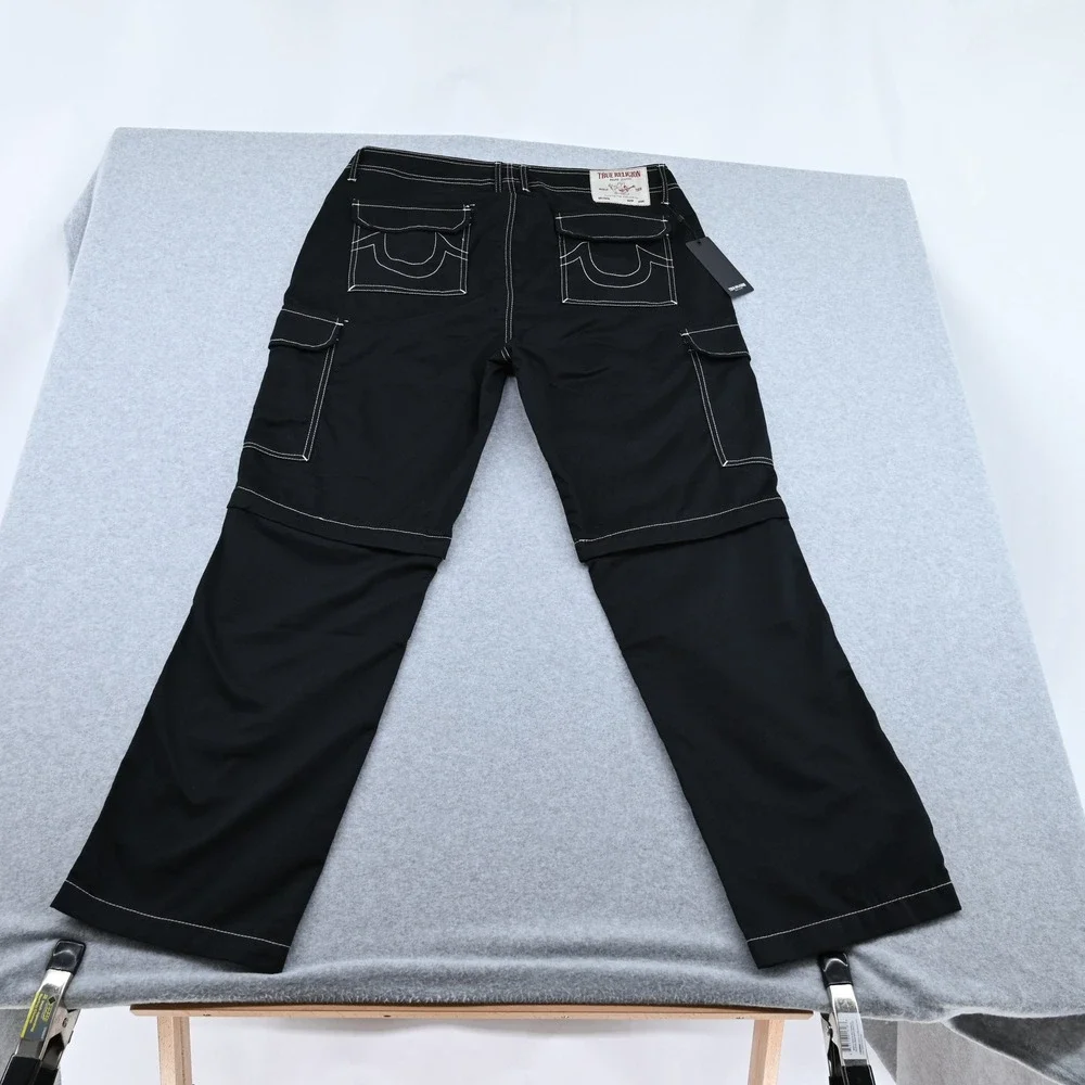 NWT True Religion 36 Black Convertible Cargo Pants Edgy Alternative Streetwear